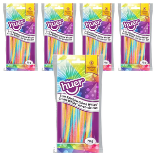 Huer 彩虹酸條軟糖，70g，不含花生, 5包