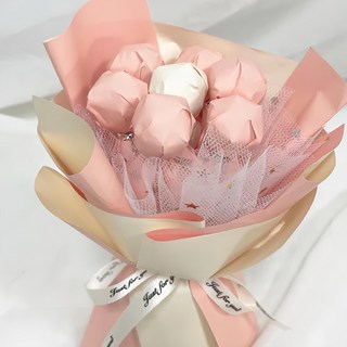 DIY棒棒糖捧花束材料包 15~17 x 20~24cm 63g, 藕粉色 + 煙白色, 3包