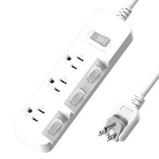 iPlus+ 保護傘 4切3座3P延長線 簡約純白系列, 2.7m, PU-3436-9-N, 1個