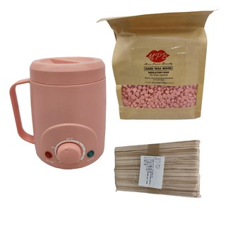 MPb 巴黎小姐 雲朵粉熱蠟機 含熱蠟豆500g 木棒50入, 單一商品, 1組