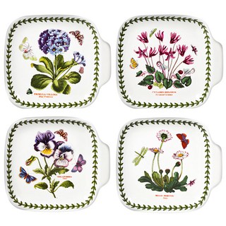PORTmeIRION 波特玫琳恩 Botanic Garden 花卉方形單手把盤子, 1組, 花卉方形盤, 花卉