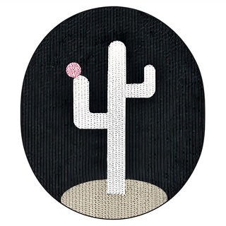 耐磨耐抓彩色貓抓板 瓦楞彩色平板貓抓板 環保卡紙 2cm 最大承重10Kg, 43.5 x 35cm, 仙人掌花, 1個