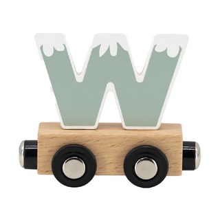 TRYCO 木製字母火車_W, 字母積木玩具，安全無毒木質，磁性連接，激發創造力, W, 7.6 x 3 x 6.5cm, 1入