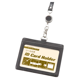 Raymay 藤井 Kept 車票套 伸縮皮製吊掛, 牛革製 35cm 鏈條, 黑色, 102 x 80 x 5mm