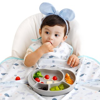 babyclo 多功能防水無袖拉鍊款 可折疊 超細纖維圍兜, 藍色鯨魚, 1件