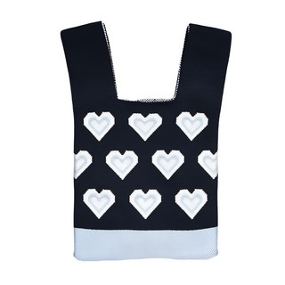 O'Pretty 歐沛媞 原創環保編織包-黑白愛心, 19.2 x 34.6cm, 黑色 + 白色, 1個