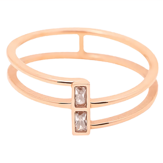 MARIGOLD 美爾朵 耀眼之光不對稱格狀鑲鑽戒指 KM022 7號 鈦鋼材質