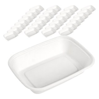 方單格植纖盒 53號 白色 1L 一次性餐盒, 50個, 10組