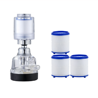 小麥購物 萬能接頭 萬向旋轉水龍頭濾水器 附濾芯 3個 L915, 1個