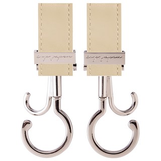 e.x.p. japon 精品掛勾 專利360度旋轉雙掛勾設計 2入/組, 白金 + 皮革拿鐵, 2個