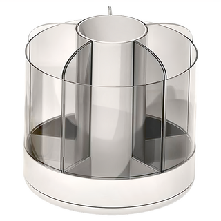 樂居家 桌上型 六格旋轉收納桶 文具收納 桌面收納, 透明灰, 1個