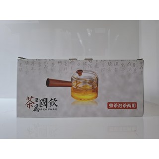 茶為國飲 木柄耐熱玻璃泡茶壺套裝, 11x19cm, 可用於泡茶葉、水果茶等飲品, 透明, 1組, 490ml