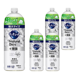 Kao 花王 Cucute 珂珂透 Natural Days 加強殺菌洗碗精補充瓶 無香 700ml, 5瓶