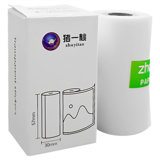 peripage 愛立熊 豬一桃紙廠 打印機半透明照片 貼紙 防水防油防摩擦 10年留影 不含雙酚A, 57 x 30mm, 1捲