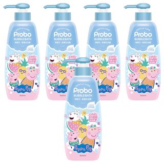 Probo 博寶兒 佩佩豬 柔護泡泡露, 三合一功效, 草本複合植萃, 柔膚胺基酸, 植萃低敏, 500ml, 5瓶