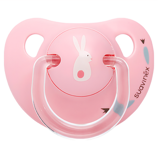 suavinex 蘇維妮 Happy Bunny 兔子款 人體工學矽膠奶嘴 Lovely Biscuit, 0~6個月, 粉色, 1個