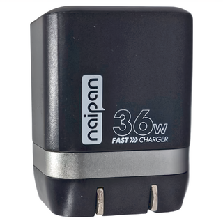naipan 36W 1C1A 雙孔快充數顯充電器, 黑色, 1個