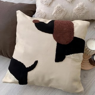 新寵立體刺繡抱枕套 棉帆布搭配刺繡工藝 單面圖騰, 45 x 45cm, 臘腸狗