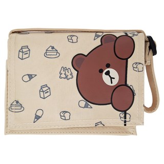 LINE FRIENDS 造型名片卡夾包, 米杏色, 可愛造型, 輕巧便攜