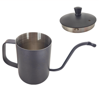 卡特屋 不鏽鋼咖啡手沖壺 有蓋 黑色 600ml 304不鏽鋼 鐵氟龍塗層, 壺身 + 壺蓋, 1個