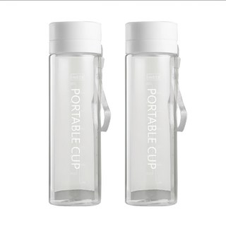 簡約隨行水壺 2個, 透明白, 800ml, 1組