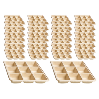 禾啟 植纖餐盒 九宮格 一次性餐盒, 50個, 4組