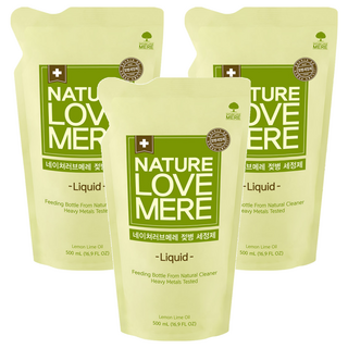 NATURE LOVE MERE 奶瓶清潔液補充包, 500ml, 3包