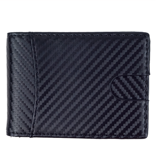 LIKEHOUSE 真皮碳纖維牛皮輕薄男士短夾鈔票夾 黑色 多卡位, 1個
