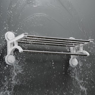 強力吸盤 多桿毛巾置物架/壁掛置物架/衛浴收納 56.5 x 11 x 24cm, 1個, 銀色