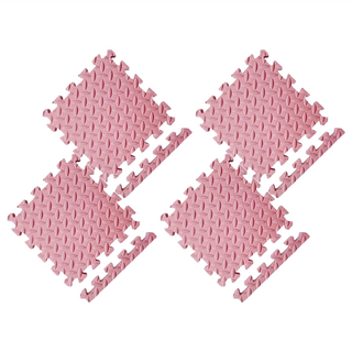 MOMOTARO 桃太郎地墊 極厚超Q樹葉紋巧拼地墊防撞瑜珈墊 附雙邊條, 乾燥玫瑰, 4片