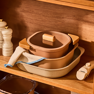 NEOFLAM 台灣原廠公司貨 FIKA Object Comfort系列 陶瓷塗層鍋7件組, 珊瑚橘, 陶瓷塗層鍋, 1組