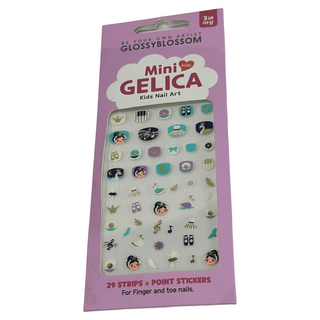 GLOSSYBLOSSOM Mini 兒童美甲貼, 紫色芭蕾, 29張指甲貼和裝飾貼, 1組