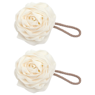 好物良品 超柔軟親膚 沐浴球 香草白 - 沐浴清潔、溫和去角質、玫瑰造型, 2個, 1入