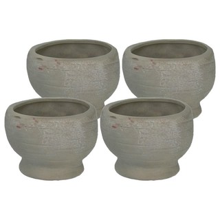 創意手繪粗陶花之物語多肉植物小花盆 Set 四件組, 9 x 6.5cm, 1組