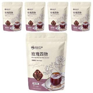 糖鼎 黑糖磚 玫瑰四物 獨立包裝, 5袋, 30g, 7顆