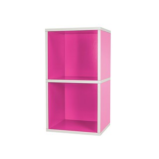 PMU 必美優 紙製二格置物櫃, 無毒紙家具 輕量又環保, DIY組裝, 34*28.7*66.4cm, 粉色, 1件