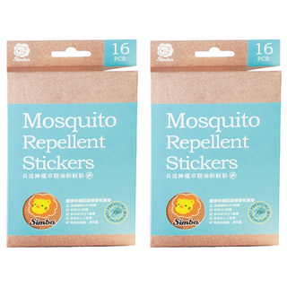 Simba 小獅王辛巴 長效檸檬草精油防蚊貼 16片, 2盒, Simba 小獅王辛巴圖案 橘色 + 黃色