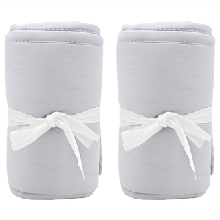 vanibaby 嬰兒床防咬布圍 棉布泡泡絨材質 防撞防咬 綁帶設計, 128 x 18cm 1個 + 68 x 18cm 2個, 灰色