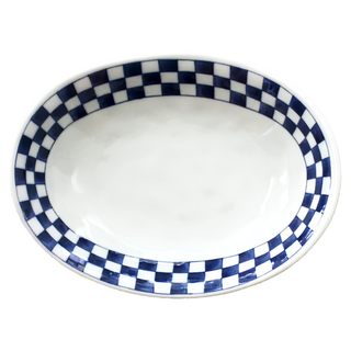 美濃燒 清秀橢圓皿 日本製, 市松, 1個