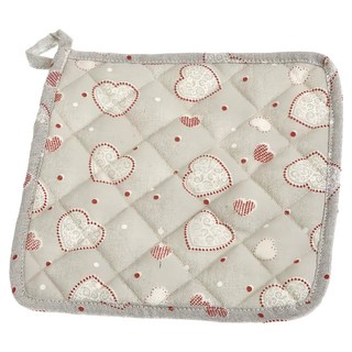 VERSA Kamira 方形隔熱墊 20cm 可吊掛收納 隔絕熱氣 保護桌面, 1個, 愛心灰