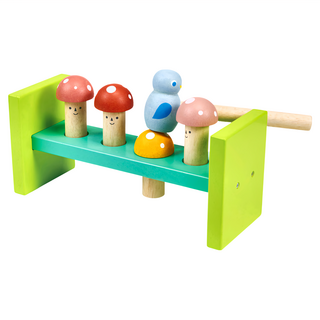 mentari 森林蘑菇敲敲樂 包含4個微笑蘑菇和一支藍色小鳥形狀的木槌, MT7310, 1組