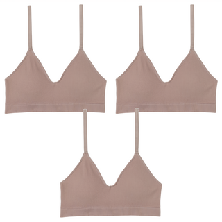 細肩甜美螺紋V領小可愛 Set 3件, 胸寬:28cm(胸圍需 x 2) 全長:30cm, 豆沙粉