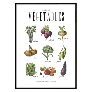 營養蔬菜集 有機蔬菜海報, 黑色