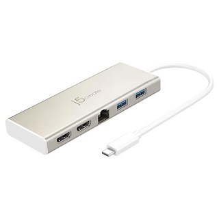 j5create 凱捷國際 雙螢幕多功能集線器 USB3.1 Type-C to 4K+ 2K HDMI JCD381, 1個, 銀色