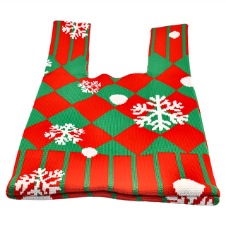 聖誕主題針織包編包 Set 3個 聖誕針織手提包, 寬21 x 長23 x 厚9.5cm, 棱形雪花