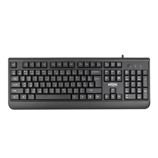 INTOPIC 廣鼎 USB有線標準鍵盤 104鍵 可調整高度腳座, KBD-97, 黑色, 製造軸