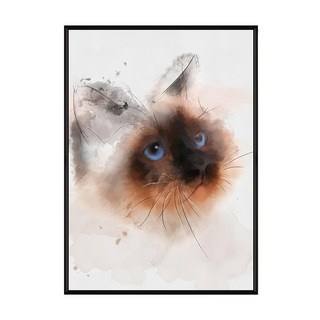藍眼睛貓咪水彩畫, 黑色, 1個