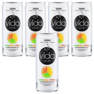DyDo Vida 氣泡飲，柑橘味，零卡路里，零糖，零色素, 325ml, 5罐