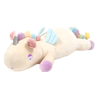 UM 趴趴獨角獸絨毛娃娃 長68x寬23x高18.5cm, 米色, 1個