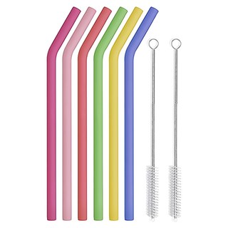 AHOYE 矽膠吸管套裝 (6支吸管+2支清潔刷), 8支, 1組